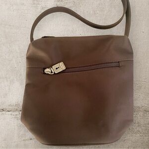 ** Fossil Brown Leather Mini Crossover Bag